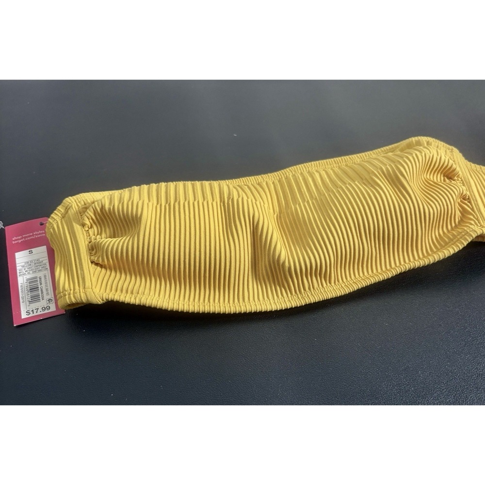 Yellow Bandeau Swim Top SZ S Exhilaration Target NWT Padded No Strap Textured